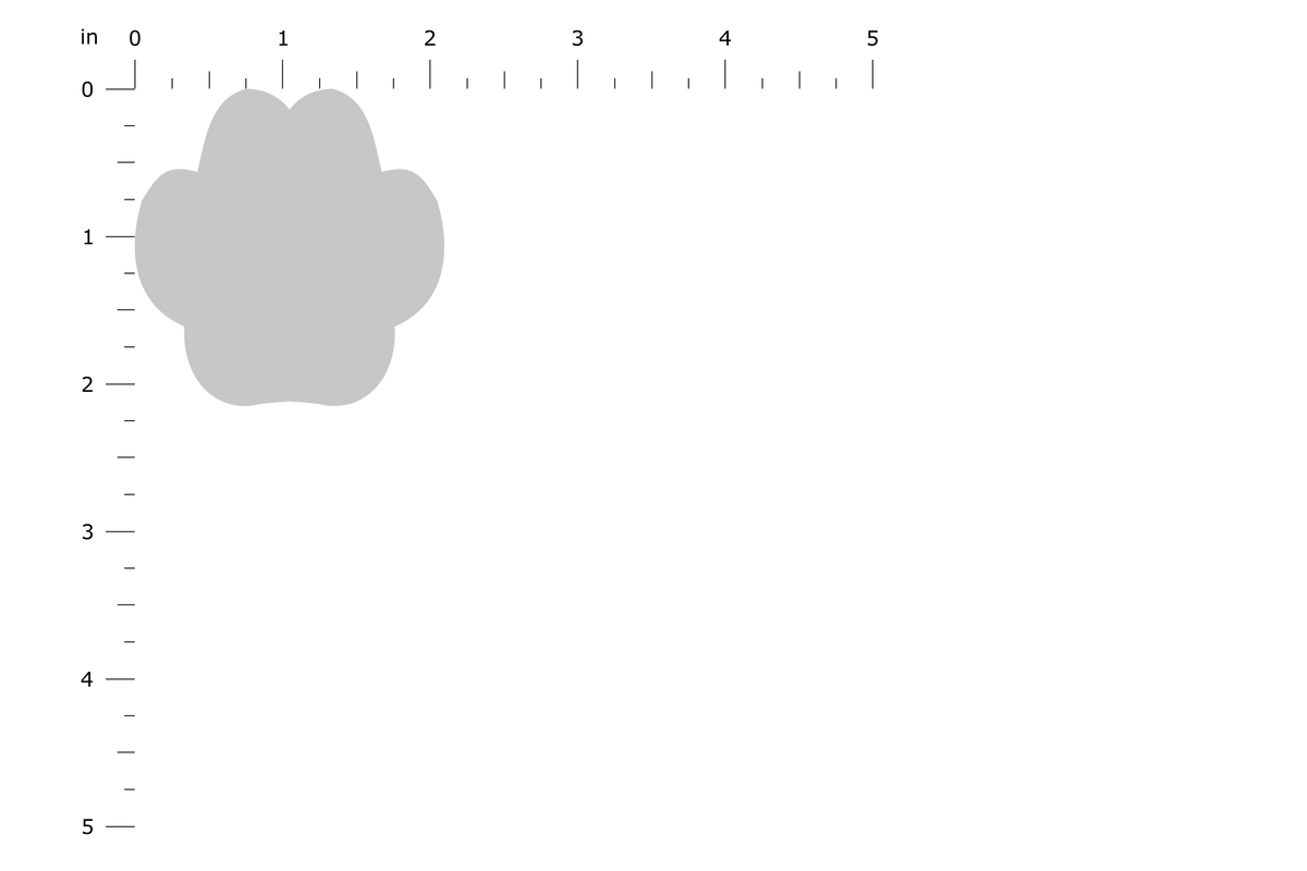 Product Dimension Image - Paw Print Small