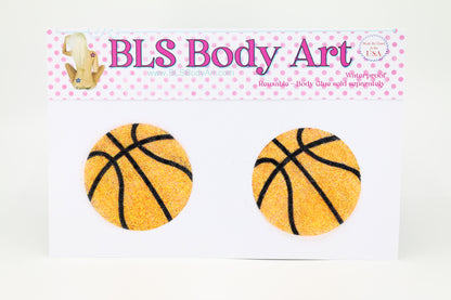 Product Image - Basketball Glitter Pasties in BLS Body Art packaging