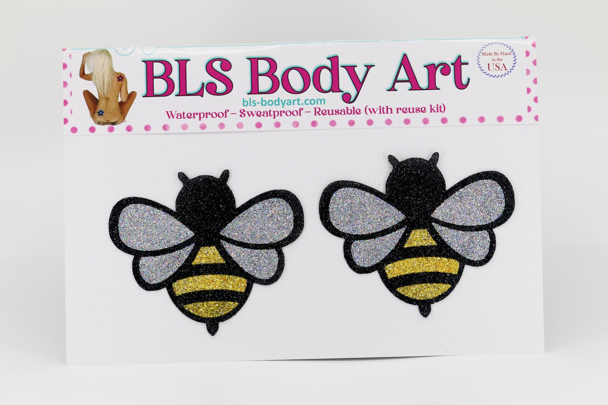 Product Image - Bee Glitter Pasties in BLS Body Art packaging