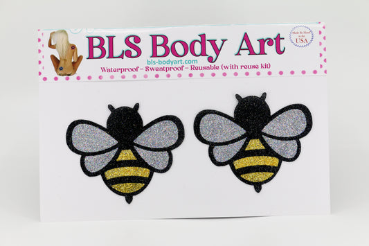 Product Image - Bee Glitter Pasties in BLS Body Art packaging