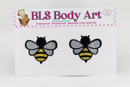 Product Image - Small Bee Glitter Pasties in BLS Body Art packaging