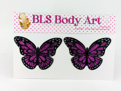 Product Image - Magenta Butterfly Glitter Pasties in BLS Body Art packaging