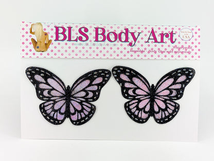 Product Image - Pink Butterfly Glitter Pasties in BLS Body Art packaging