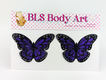 Product Image - Purple Butterfly Glitter Pasties in BLS Body Art packaging