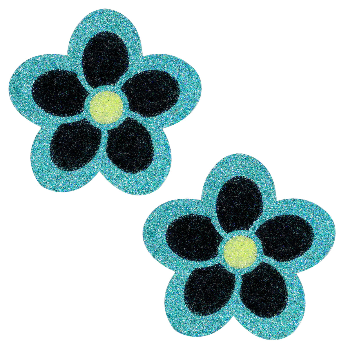 BLS Body Art Waterproof Aqua / Black Daisy Glitter Pasties