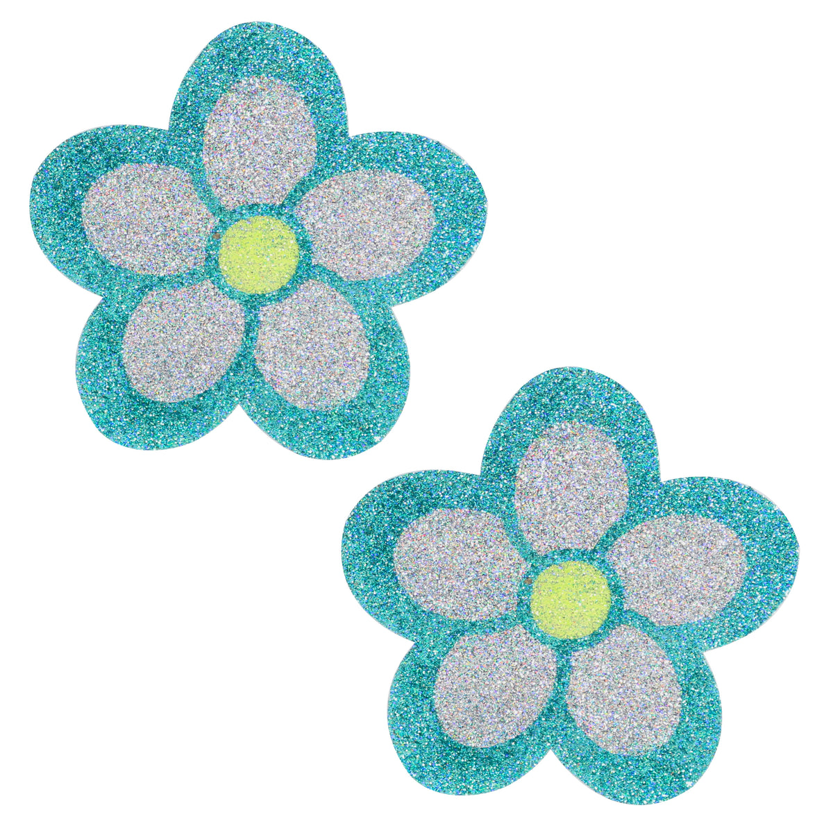 BLS Body Art Waterproof Aqua / Silver Daisy Glitter Pasties