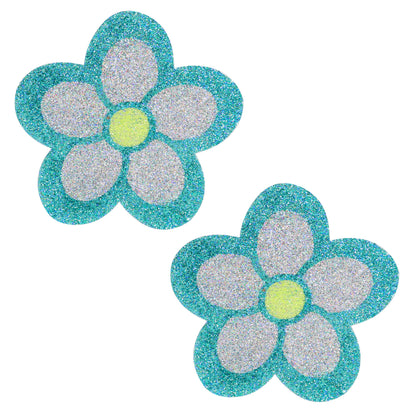 BLS Body Art Waterproof Aqua / Silver Daisy Glitter Pasties