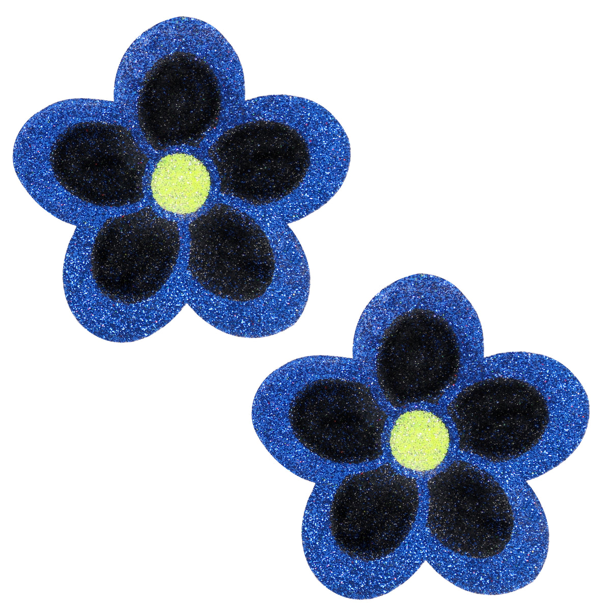 BLS Body Art Waterproof Blue / Black Daisy Glitter Pasties