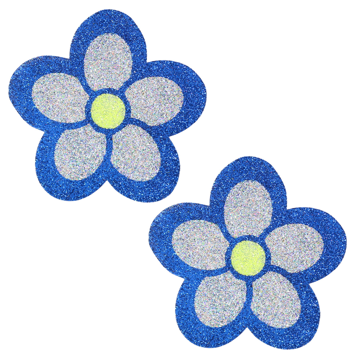BLS Body Art Waterproof Blue / Silver Daisy Glitter Pasties