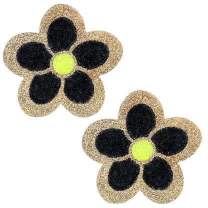 BLS Body Art Waterproof Gold / Black Daisy Glitter Pasties