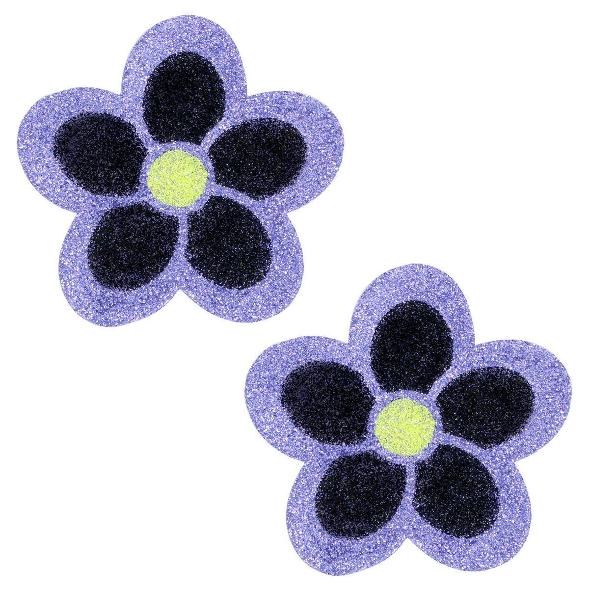 BLS Body Art Waterproof Lavender / Black Daisy Glitter Pasties