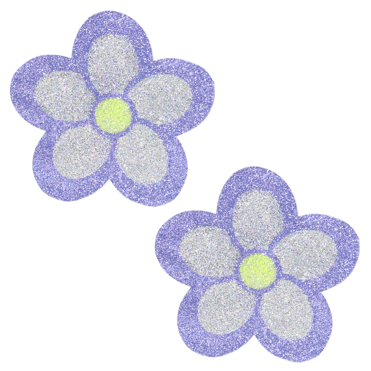 BLS Body Art Waterproof Lavender / Silver Daisy Glitter Pasties