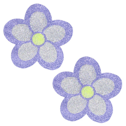 BLS Body Art Waterproof Lavender / Silver Daisy Glitter Pasties