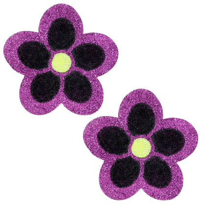 BLS Body Art Waterproof Magenta / Black Daisy Glitter Pasties