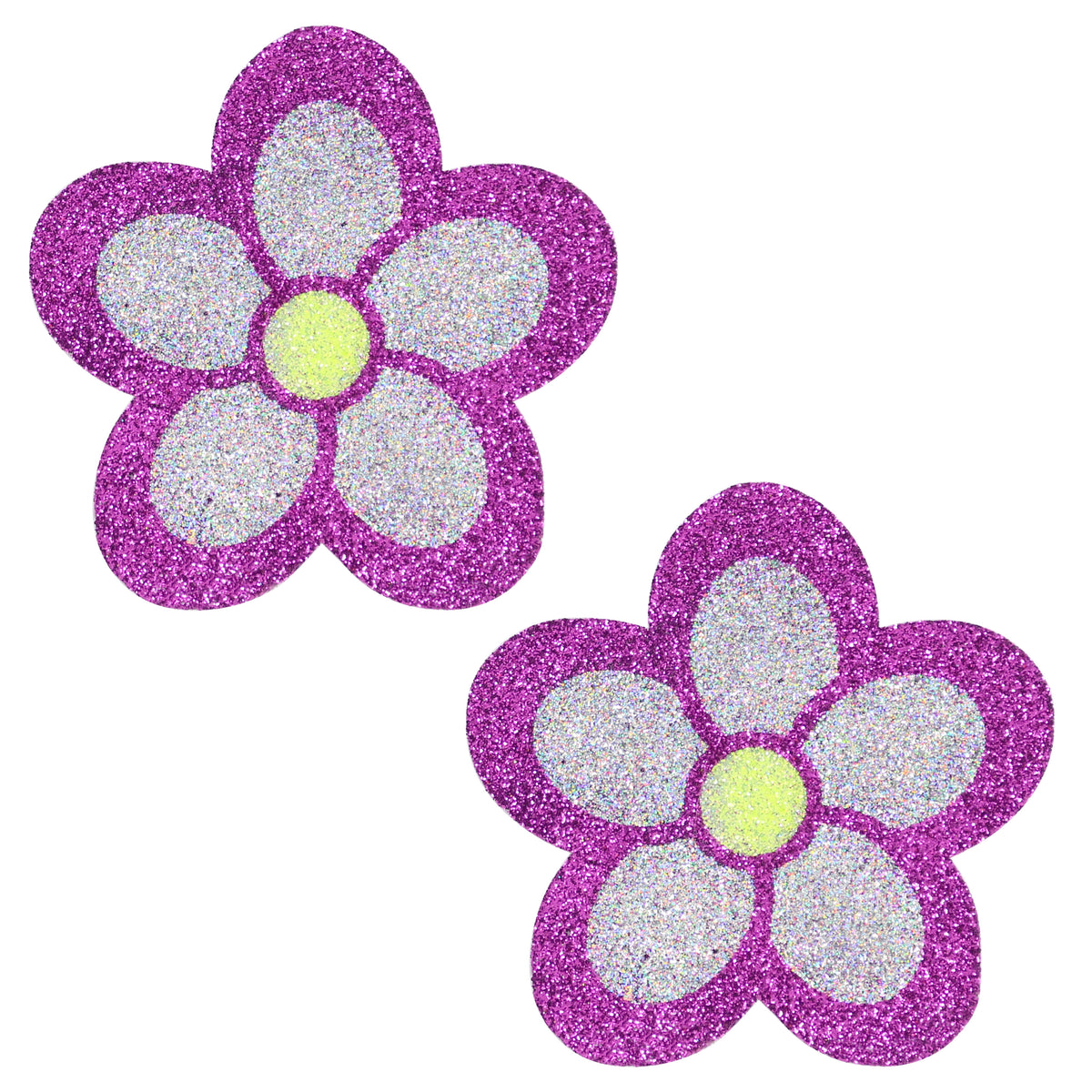 BLS Body Art Waterproof Magenta / Silver Daisy Glitter Pasties