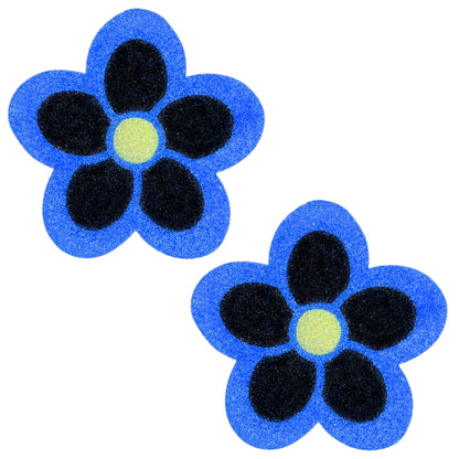 BLS Body Art Waterproof Neon Blue / Black Daisy Glitter Pasties