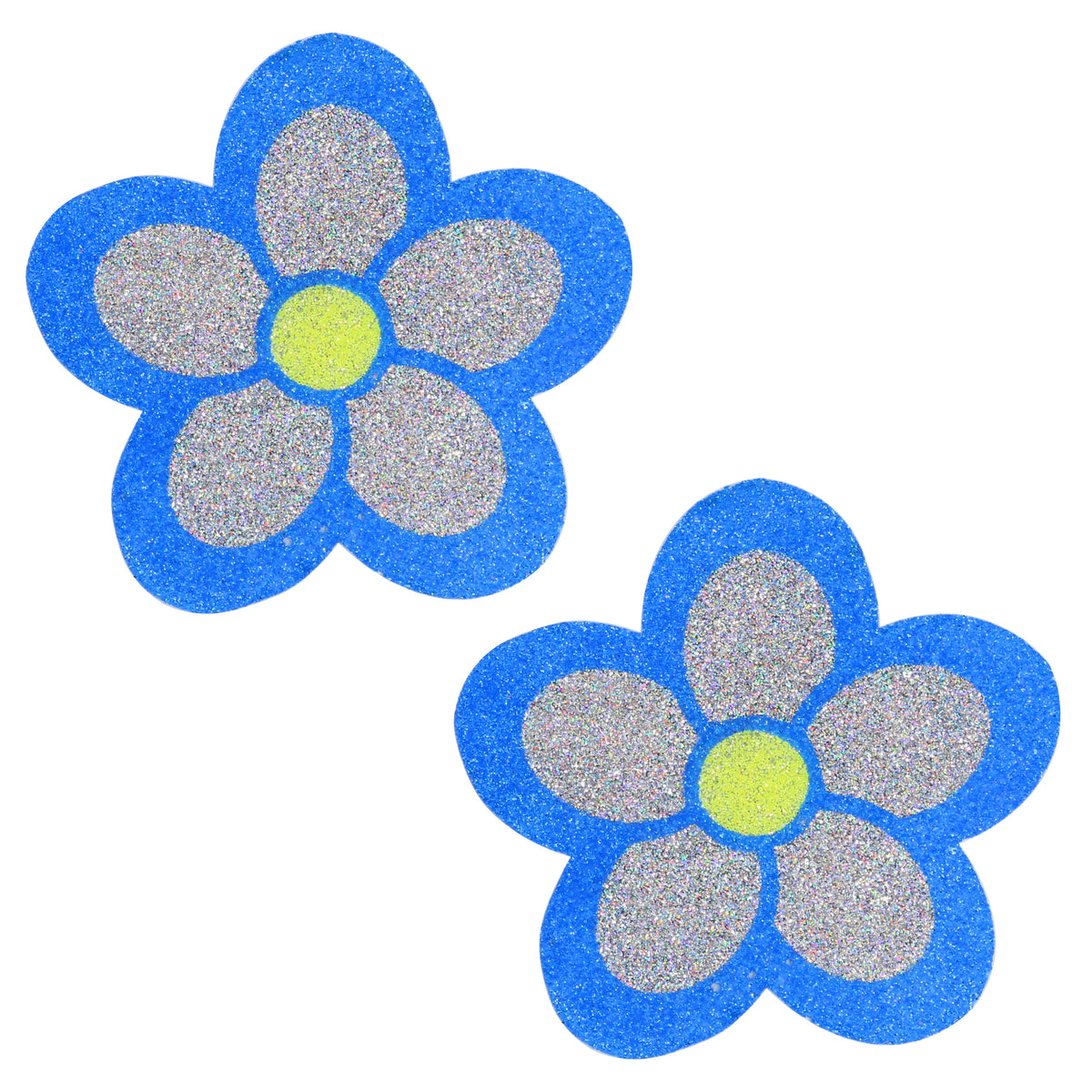 BLS Body Art Waterproof Neon Blue / Silver Daisy Glitter Pasties