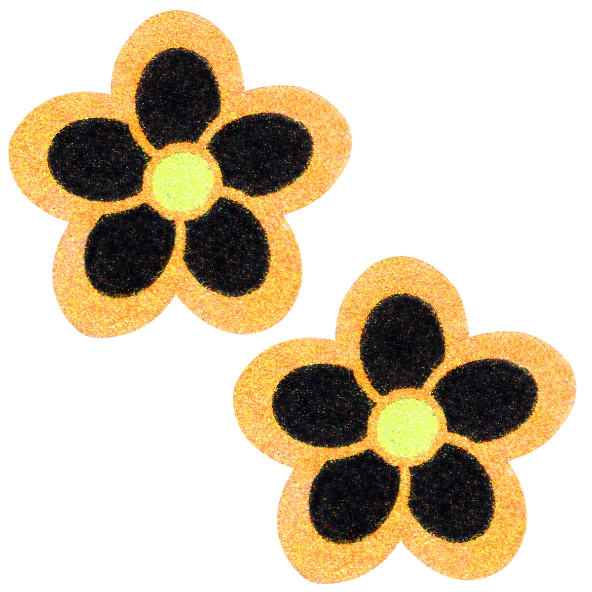 BLS Body Art Waterproof Neon Orange / Black Daisy Glitter Pasties