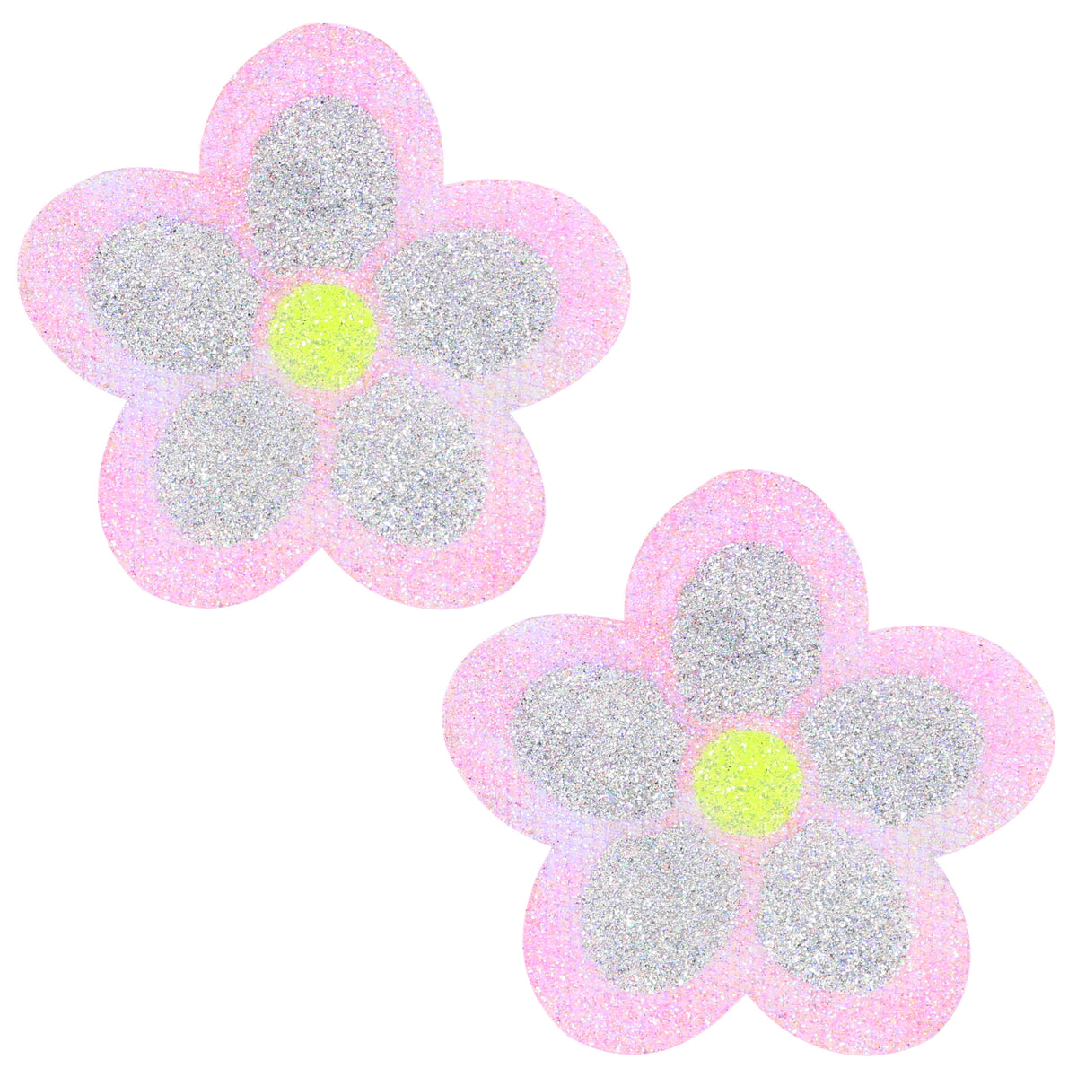 BLS Body Art Waterproof Pink / Silver Daisy Glitter Pasties