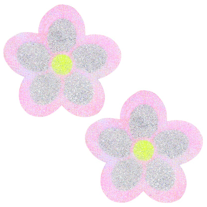 BLS Body Art Waterproof Pink / Silver Daisy Glitter Pasties