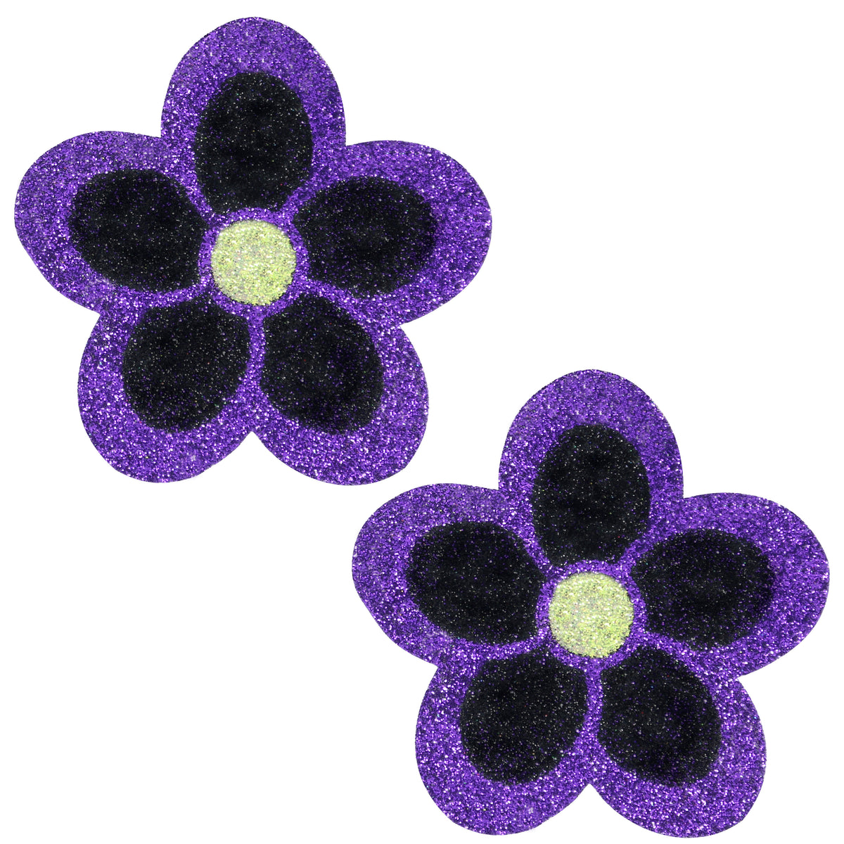 BLS Body Art Waterproof Purple / Black Daisy Glitter Pasties