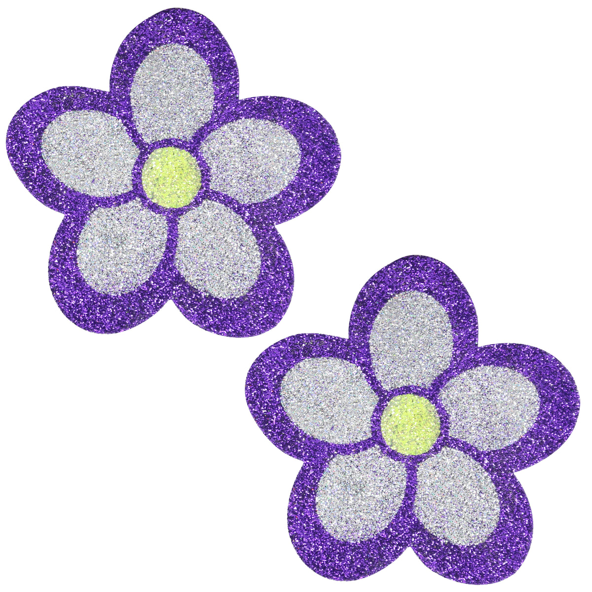 BLS Body Art Waterproof Purple / Silver Daisy Glitter Pasties