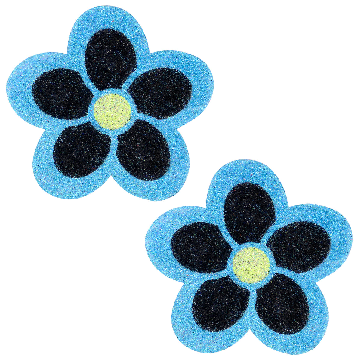 BLS Body Art Waterproof Sky Blue / Black Daisy Glitter Pasties