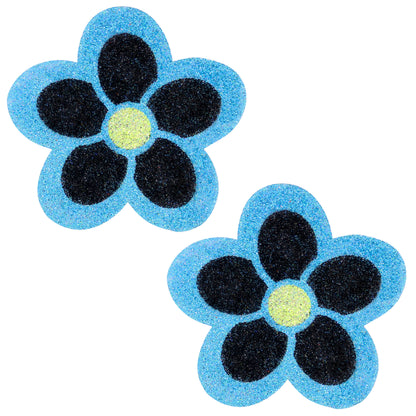 BLS Body Art Waterproof Sky Blue / Black Daisy Glitter Pasties
