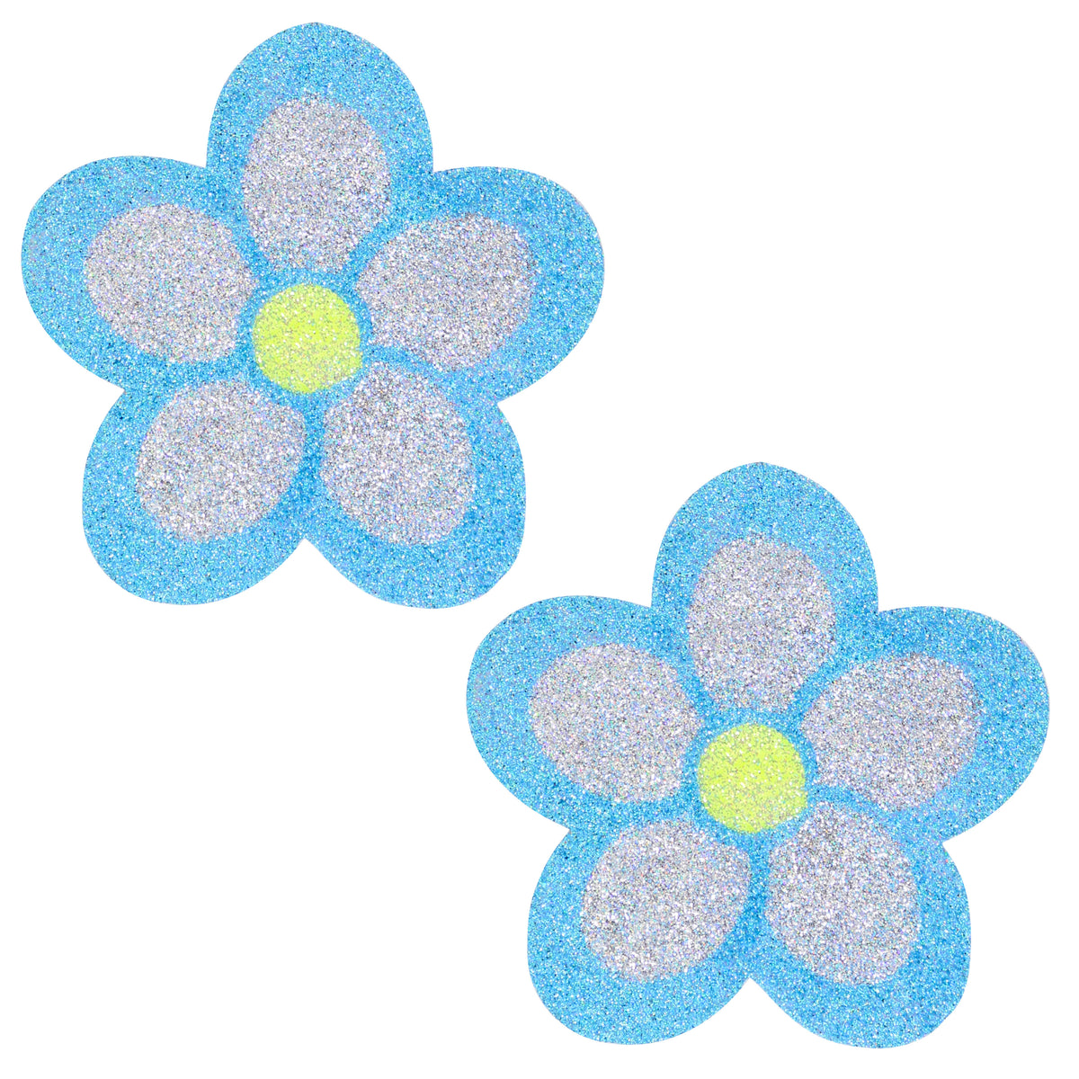 BLS Body Art Waterproof Sky Blue / Silver Daisy Glitter Pasties