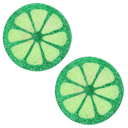 BLS Body Art Waterproof Green Lime Fruit Slice Glitter Pasties