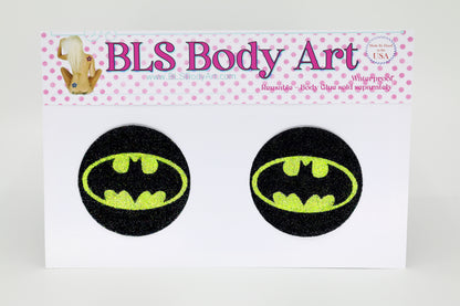 Product Image - Bat Hero Glitter Pasties in BLS Body Art packaging