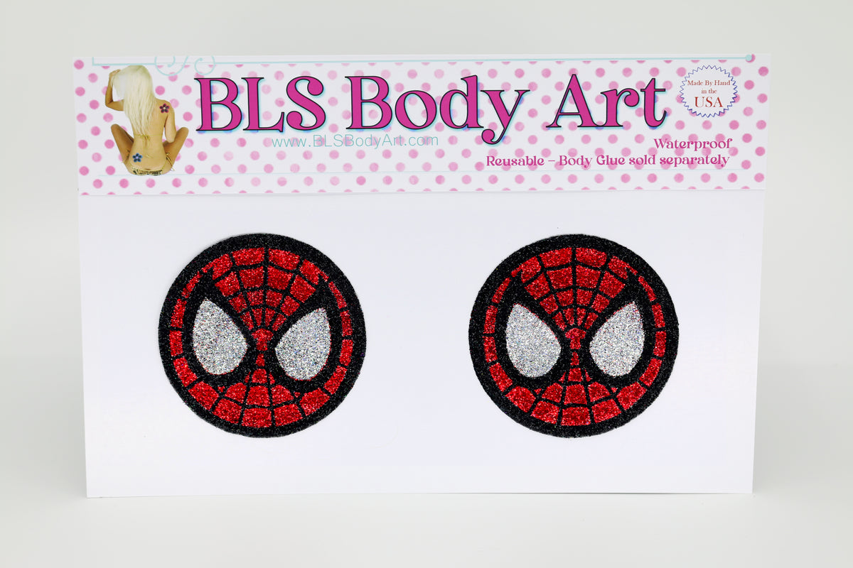 Product Image - Spider Hero Glitter Pasties in BLS Body Art packaging