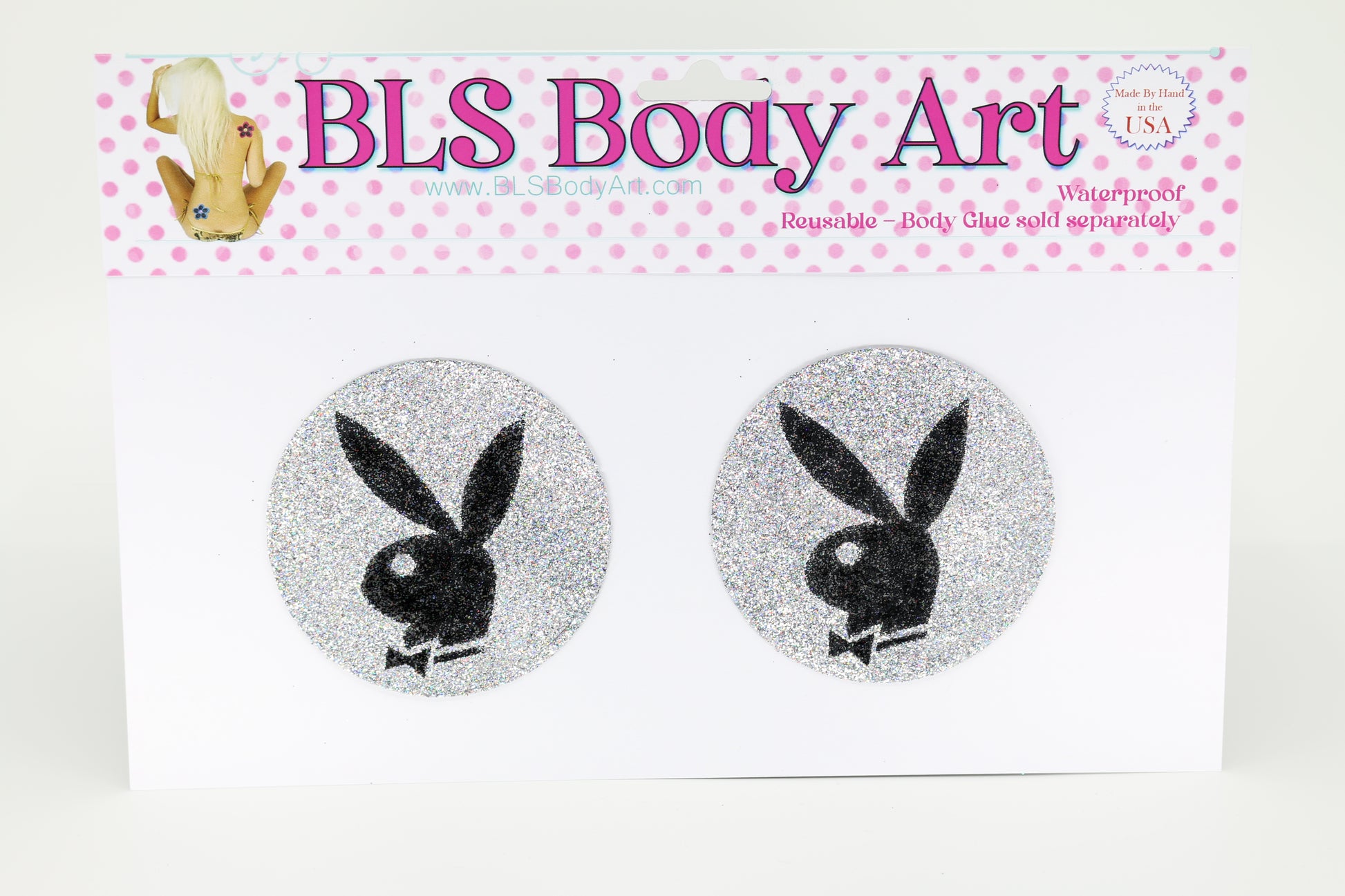Product Image - Silver Bunny Play Glitter Pasties in BLS Body Art packaging
