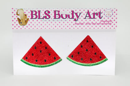 Product Image - Red Watermelon Glitter Pasties in BLS Body Art packaging