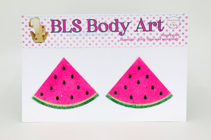 Product Image - Neon Pink UV Watermelon Glitter Pasties in BLS Body Art packaging