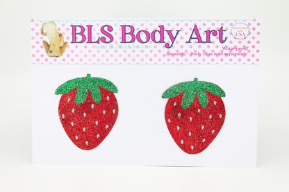 Product Image - Strawberry Glitter Pasties in BLS Body Art packaging
