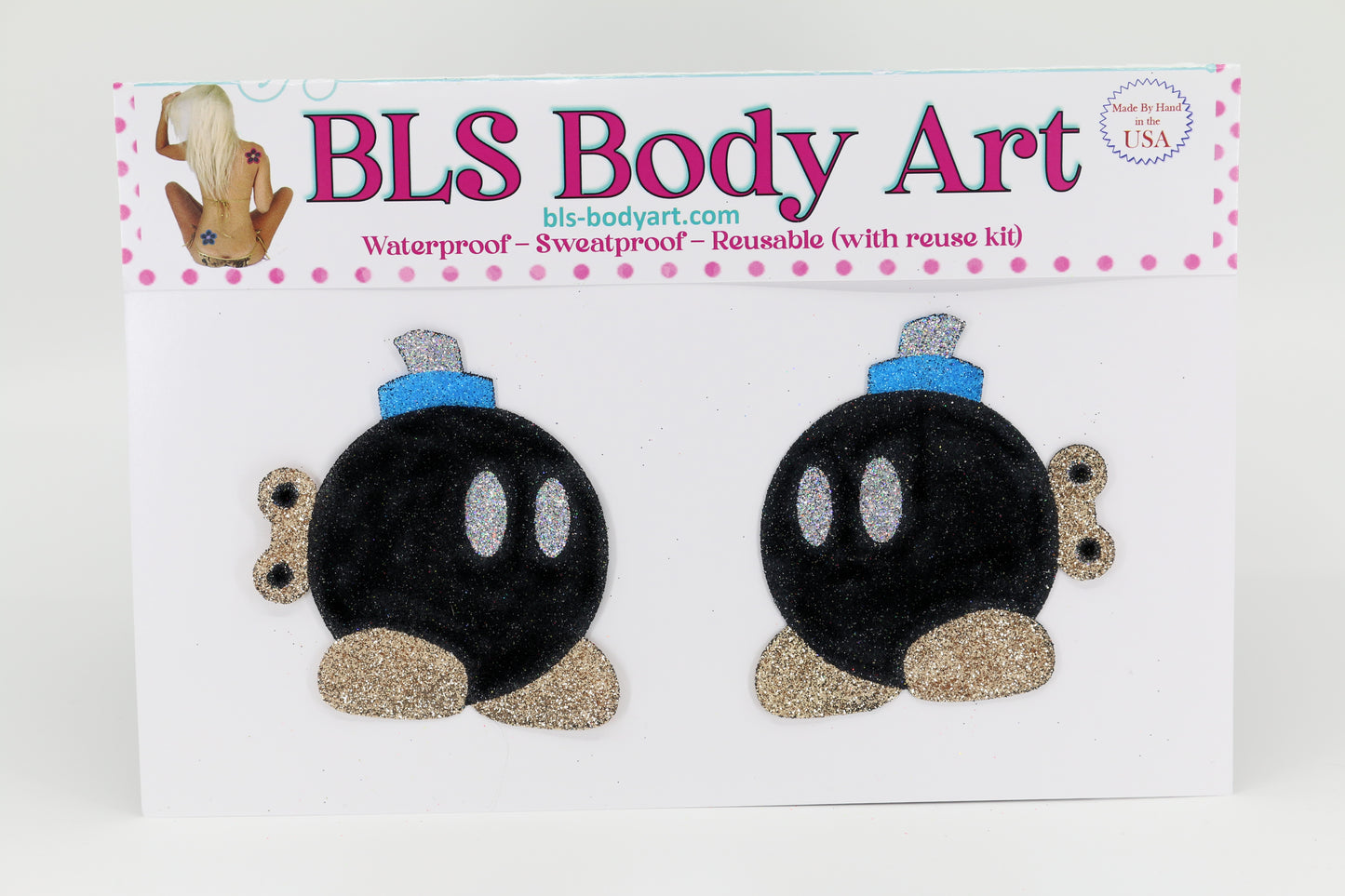 Product Image - Bomb Guy Glitter Pasties in BLS Body Art packaging