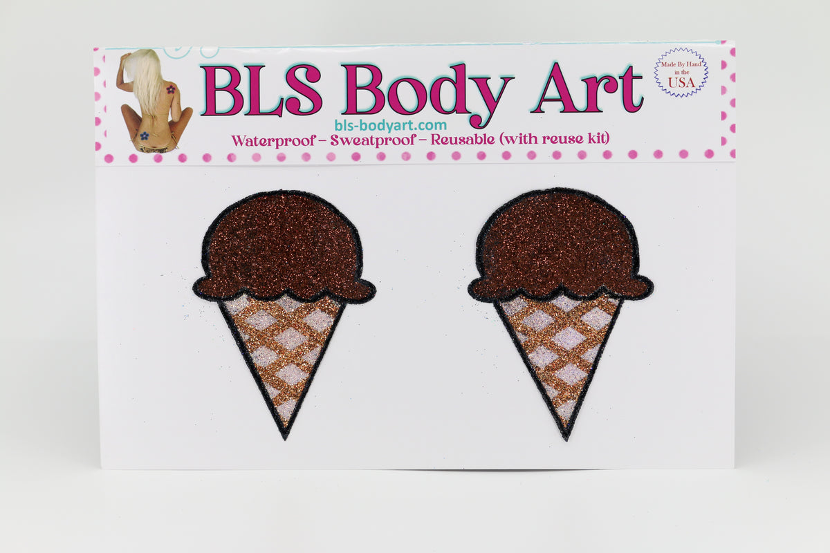 Product Image - Ice Cream Snow Cone Glitter Pasties in BLS Body Art packaging