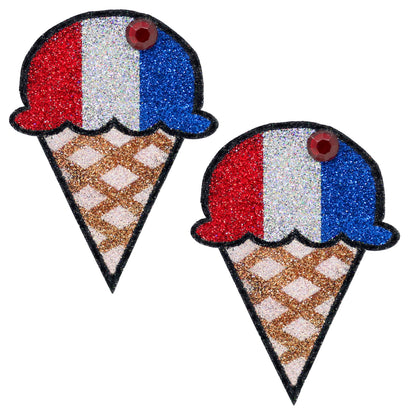 BLS Body Art Waterproof Red White Blue Ice Cream Snow Cone Glitter Pasties
