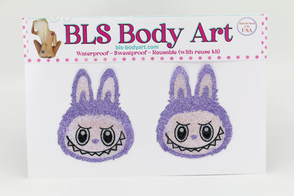 Product Image - Laboobies Lavender Glitter Pasties in BLS Body Art packaging