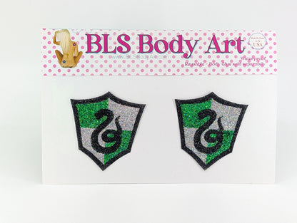 Product Image - Wizard School Snake Glitter Pasties in BLS Body Art packaging