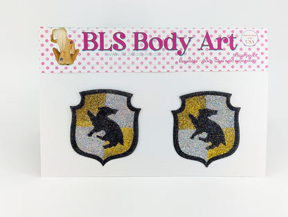 Product Image - Wizard School Badger Glitter Pasties in BLS Body Art packaging