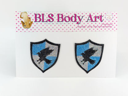 Product Image - Wizard School Raven Glitter Pasties in BLS Body Art packaging