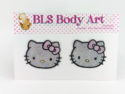 Product Image - Pink Hiya Kitten Glitter Pasties in BLS Body Art packaging