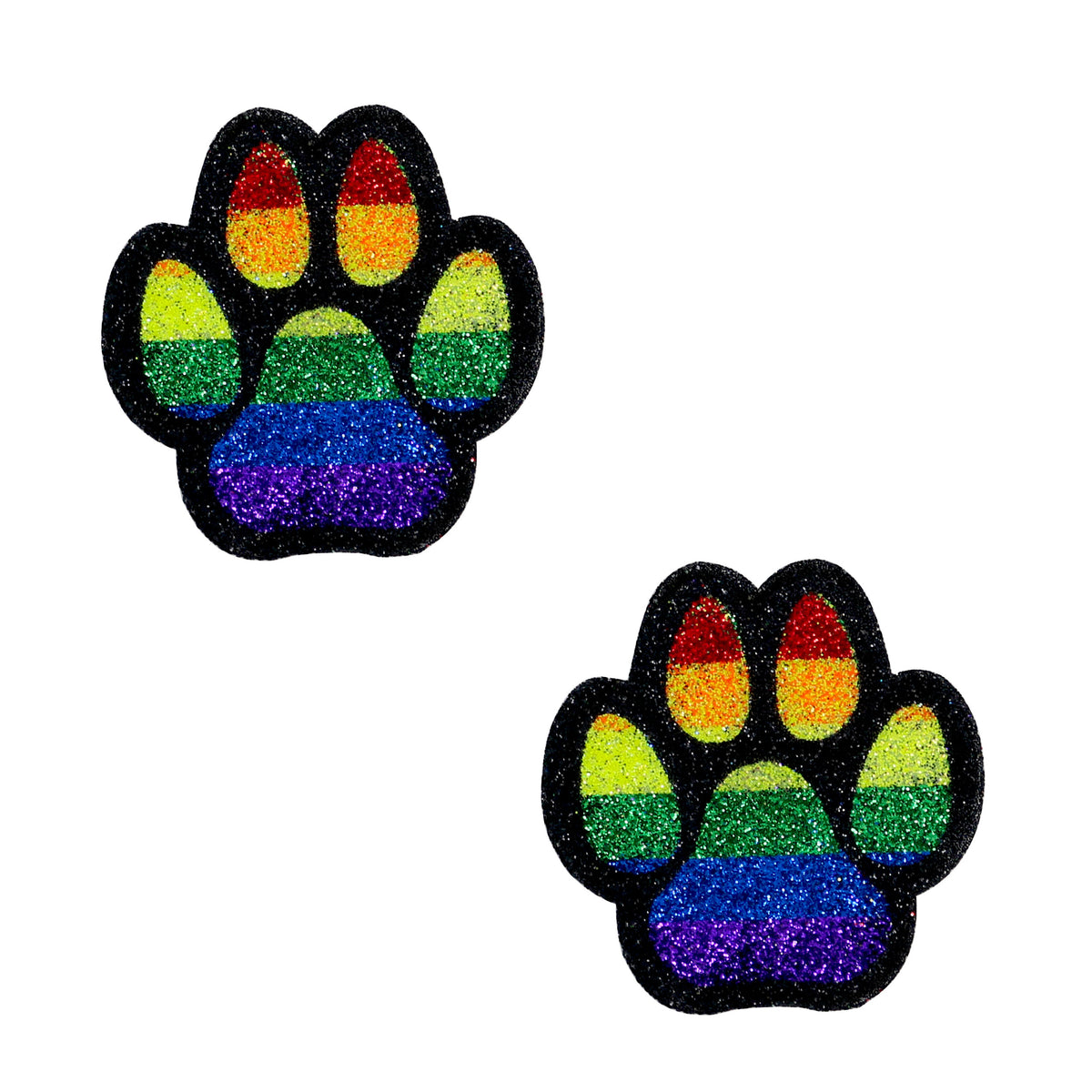 BLS Body Art Waterproof Small Rainbow Pride Paw Print Glitter Pasties