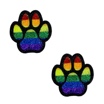 BLS Body Art Waterproof Small Rainbow Pride Paw Print Glitter Pasties