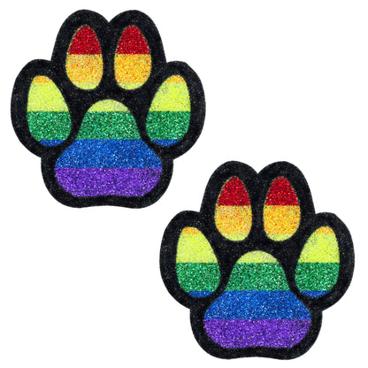 BLS Body Art Waterproof Rainbow Pride Paw Print Glitter Pasties
