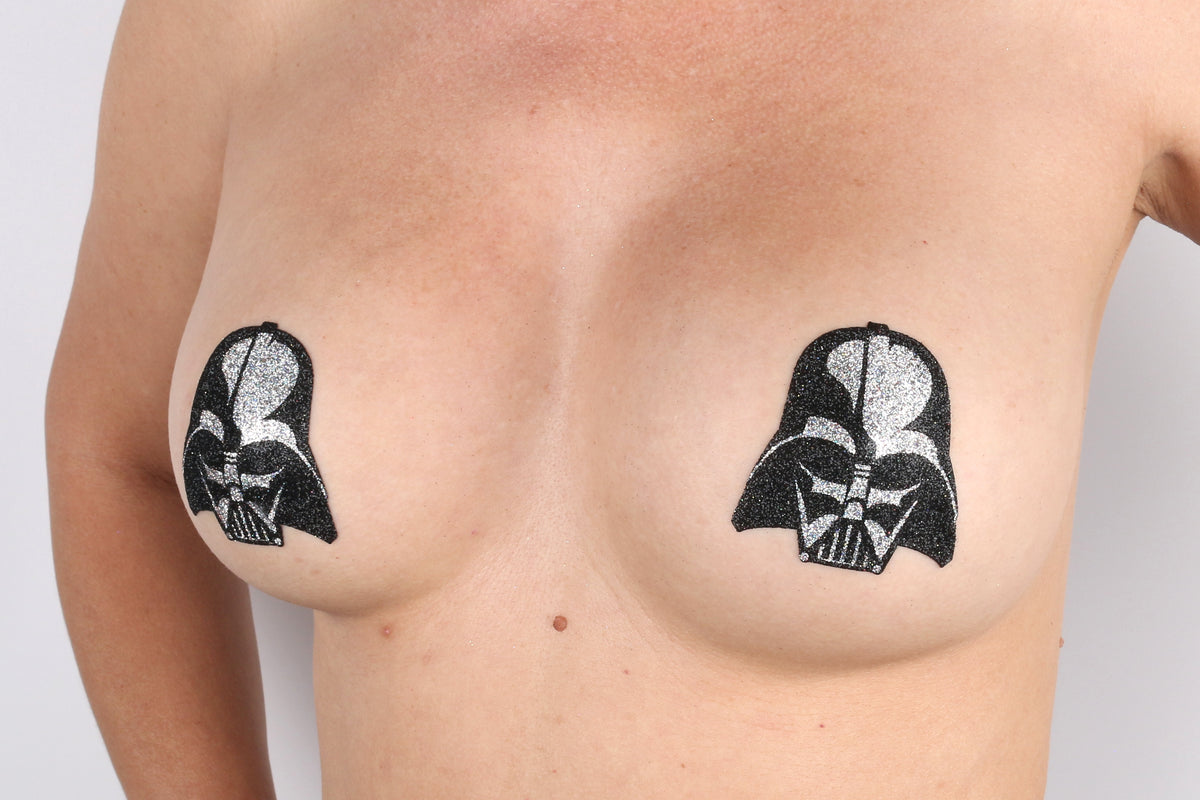 Model Image - Storm Lord Glitter Pasties applied to female model
